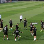 Un momento del entrenamiento del Real Madrid en Valdebebas