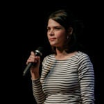 La portavoz de Unidas Podemos en la Asamblea de Madrid, Isa Serra, durante un mitin de Unidas Podemos en Alcorcón (Madrid)