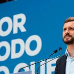Pablo Casado durante un acto electoral en Vitoria este viernes/Foto: Efe/ Adrian Ruiz De Hierro