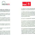 Las dos páginas del acuerdo suscrito entre el PSOE y Unidas Podemos