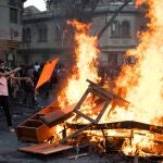 Protestas en Santiago de Chile durante la conmemoración del primer aniversario del asesinato del comunero mapuche Camilo Catrillanca
