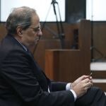 Torra, durante el juicio en el Tribunal Superior de Justicia de Cataluña por negarse a retirar los símbolos independentistas