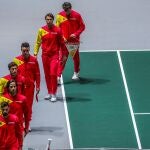 El equipo español, antes de la disputa de la eliminatoria contra Croacia