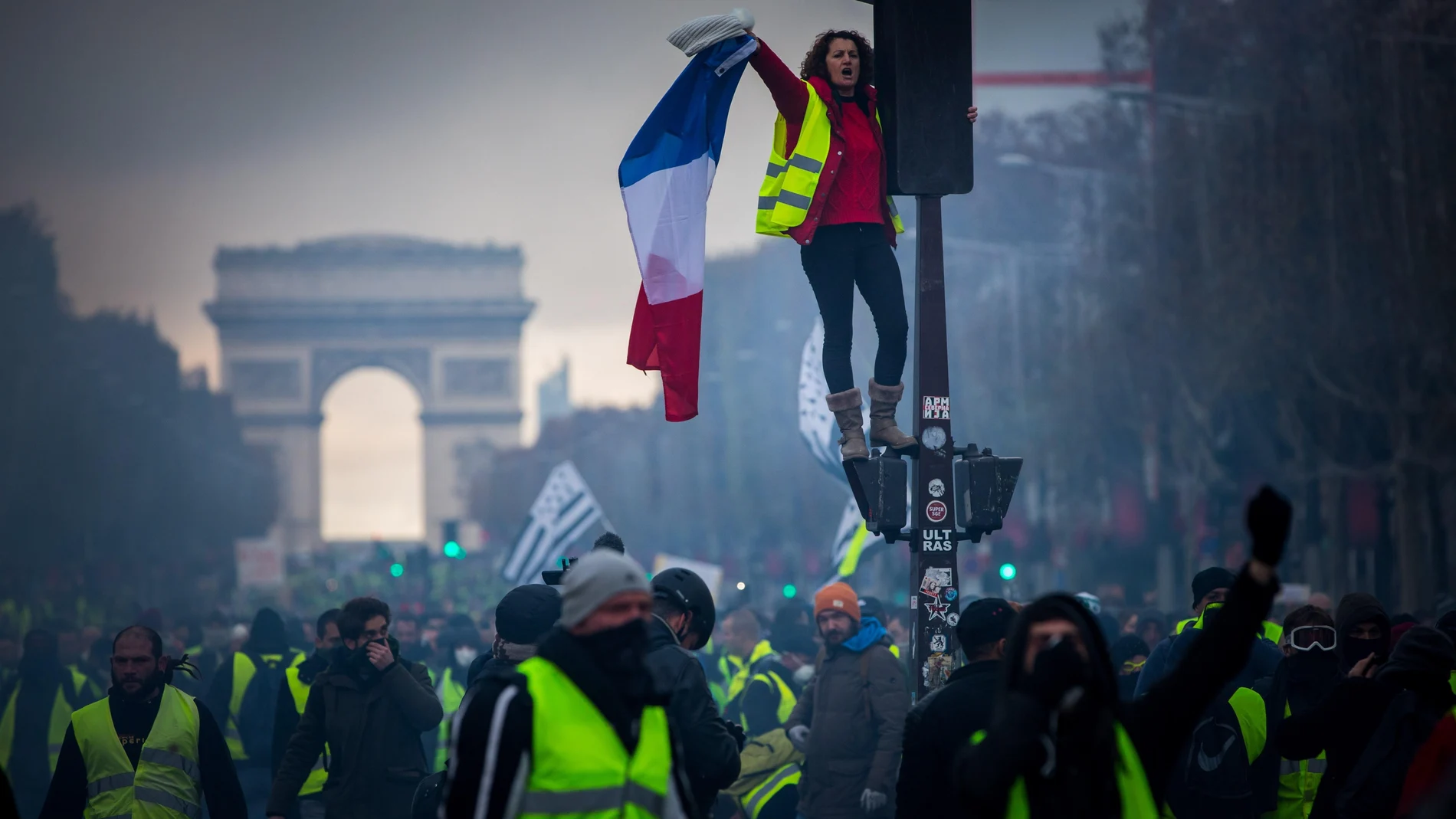 Chalecos amarillos en las calles de Paris