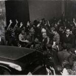 Unamuno y Millán Astray, a la salida del Paraninfo de la Universidad de Salamanca en octubre de 1936