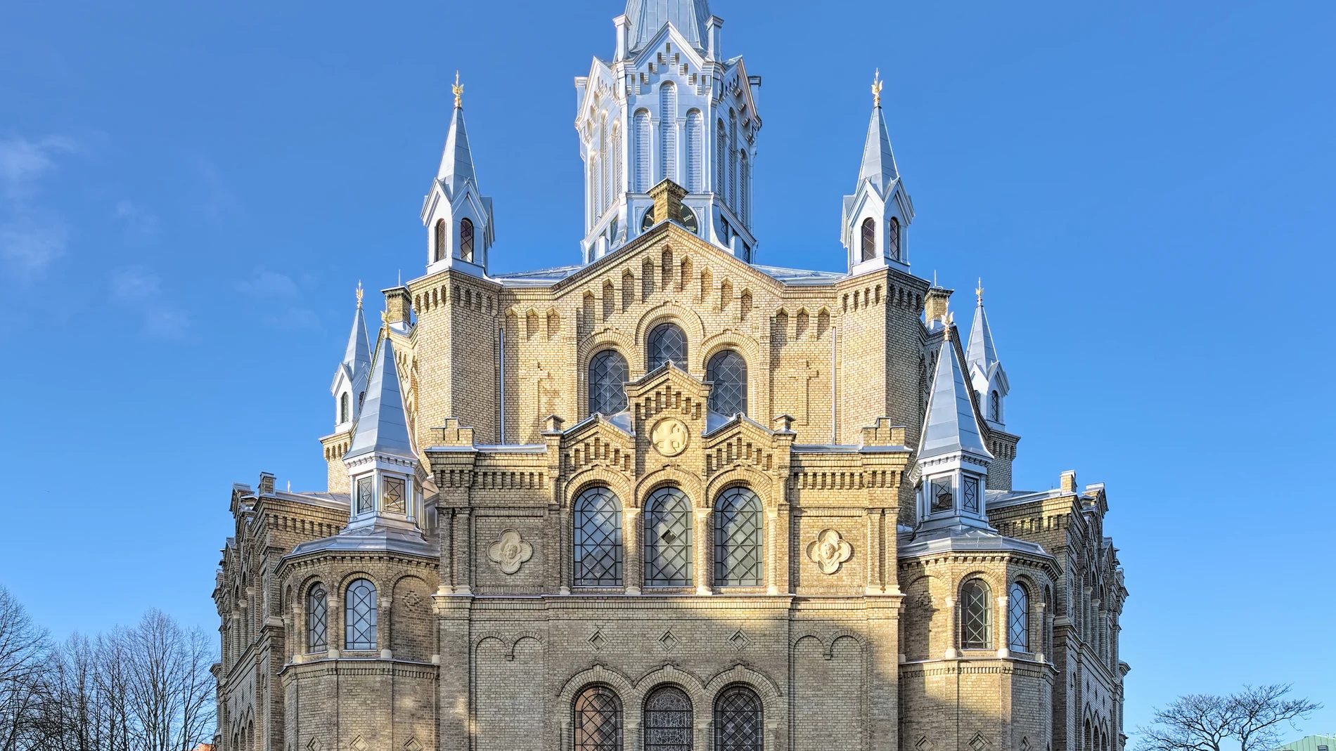 St. Paul's Church (Sankt Pauli kyrka) in Malmo, Sweden. It is a hexagonal central church of yellow brick, which was built in 1879-1882.