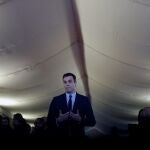 El presidente del gobierno en funciones, Pedro Sánchez hace declaraciones a los medios a su llegada al Congreso de los Diputados para asistir a la celebración del 41 aniversario de la Constitución. EFE/Emilio Naranjo