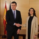 Reunión entre Pedro Sanchez, presidente en funciones y secretario general del PSOE e Inés Arrimadas, portavoz de Ciudadanos