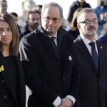 El presidente del Generalitat, Quim Torra, junto a Meritxell Budó y Alfred Bosch el pasado día de Navidad. EFE/ Andreu Dalmau