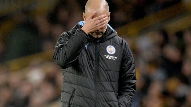 Guardiola, después de la última derrota ante el Wolverhampton.