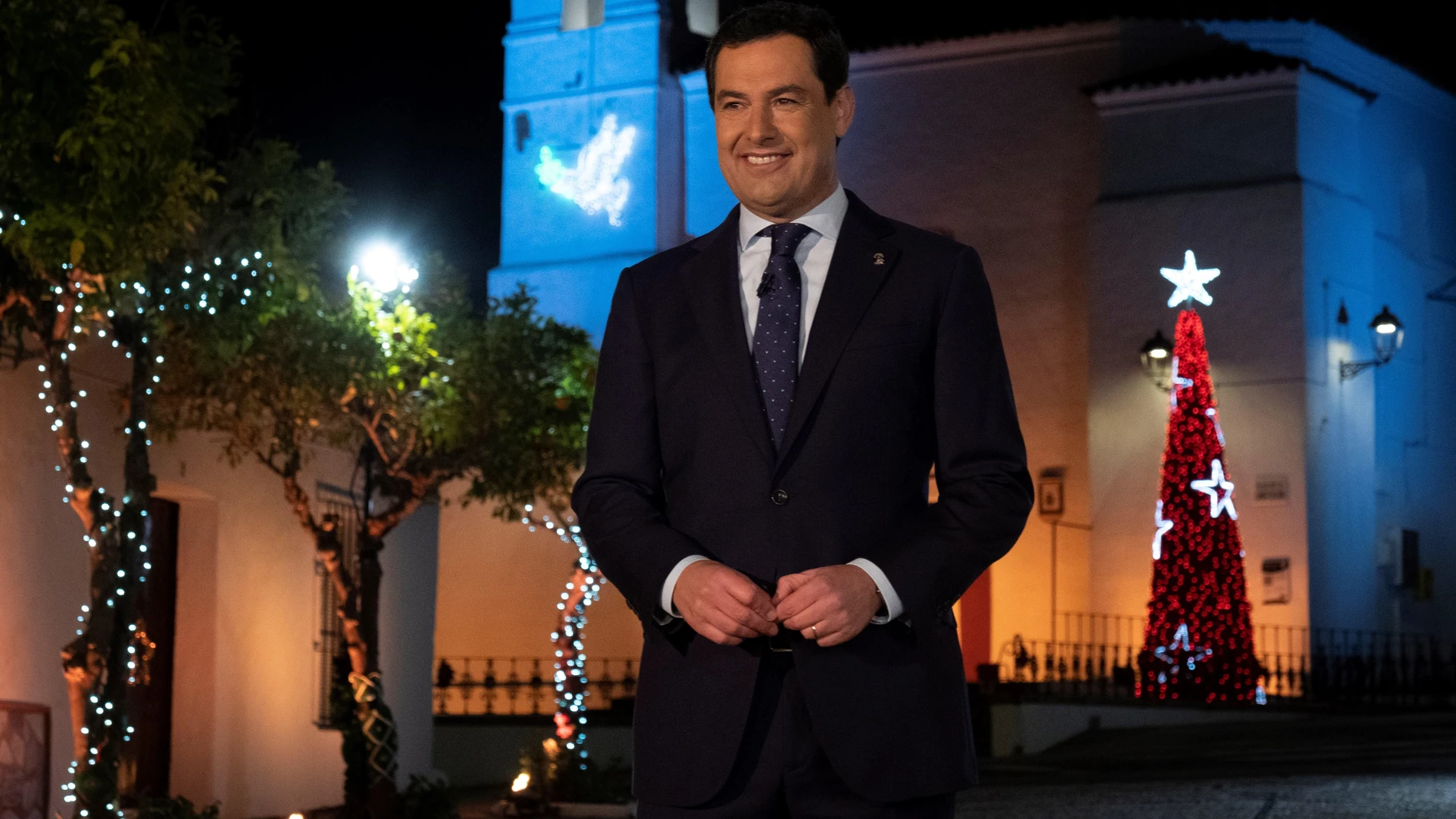 El presidente de la Junta de Andalucía, Juanma Moreno, eligió Cumbres de Enmedio para su primer discurso de Navidad