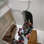 Un grupo de escolares hace cola en el Museo Interactivo de la Música de Málaga
