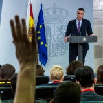 Comparecencia del Presidente del Gobierno Pedro Sanchez en rueda de prensa, despues de la reunion del Primer Consejo de Ministros del Gobierno