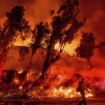 Los bomberos luchan contra el fuego en Santa Paula, California