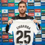 Adrián Embarba en su presentación con el Espanyol.
