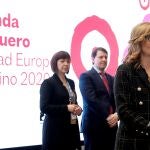 La alcaldesa de Aranda de Duero, Raquel González, durante la presentación de Aranda de Duero (Burgos) como Ciudad Europea del Vino 2020 con la participación del presidente de la Junta de Castilla y León, Alfonso Fernández Mañueco