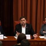 El exvicepresidente de la Generalitat encarcelado, Oriol Junqueras, durante su intervención en la comisión del 155 en el ParlamentPAU VENTEO - EUROPA PRESS28/01/2020