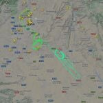 Trayectoría del avión de Air Canadá que sobrevuela Madrid.FLIGHTRADAR 2403/02/2020