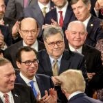 February 4, 2020 - Washington, DC, United States: President Donald J. Trump greets his cabinet members before speaking during the 2020 State of the Union Address on Capitol Hill. (Alex Wroblewski / CNP / Contacto)05/02/2020 ONLY FOR USE IN SPAIN