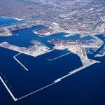 Vista aérea del puerto de Valencia