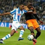 Alexander Isak con la Real Sociedad frente al Valencia.