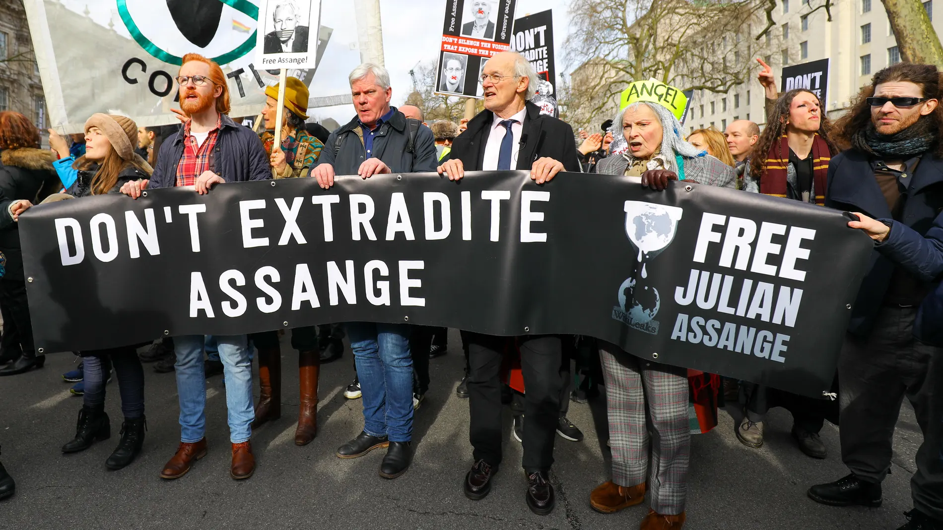 Protest rally agains Julian Assange extradition in London