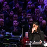 Vanessa Bryant, la viuda de Kobe, durante su discurso