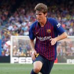Juan Miranda, durante un partido con el Barcelona.