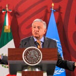 27 February 2020, Mexico, Mexico City: Mexican President Andres Manuel Lopez Obrador speaks during his morning press conference. Photo: Javier Lira/NOTIMEX/dpa27/02/2020 ONLY FOR USE IN SPAIN