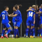 El Getafe celebra la clasificación ante el Ajax