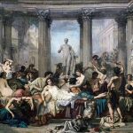 «Romanos en la decadencia», pintura moralizante de Thomas Couture (1815-1879) que trataba de criticar la depravación y los excesos en la antigua Roma