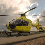 Un helicóptero de Sacyl ha trasladado a uno de los heridos al Hospital Río Carrión de Palencia