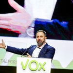 El presidente de VOX, Santiago Abascal, durante su intervención en el acto central de la Asamblea General Ordinaria del partido en el Palacio de Vistalegre (Madrid/España) a 8 de marzo de 2020.POLÍTICA;8M;ALTERNATIVARicardo Rubio / Europa Press08/03/2020