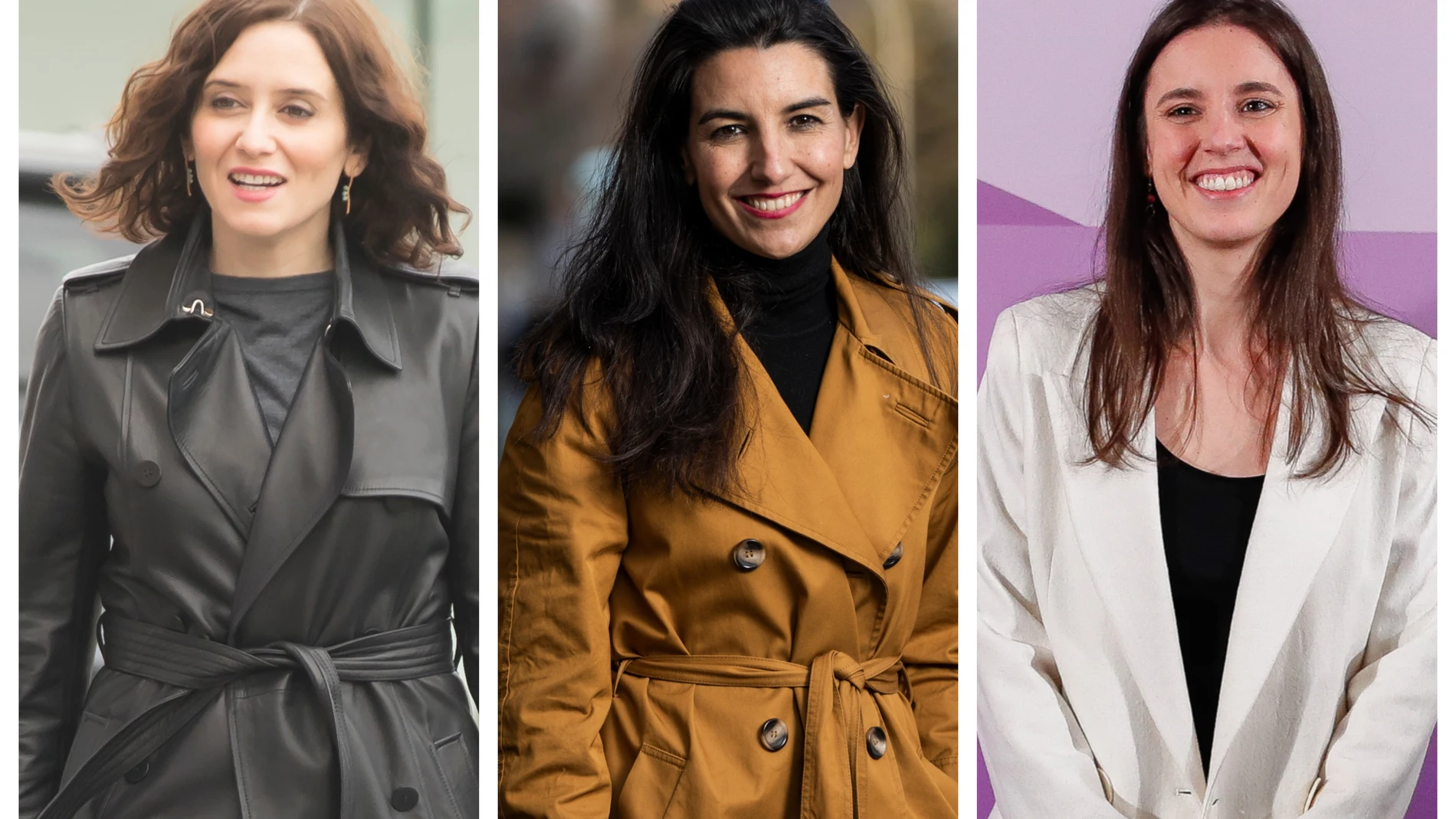 Isabel Díaz Ayuso, Rocío Monasterio e Irene Montero