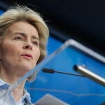 La presidenta de la Comisión Europea, Ursula von der Leyen, anuncia en Bruselas ayudas a las aerolíneas/EPa