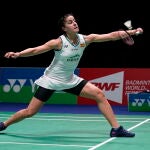 Carolina Marin juega un partido en el All England Open Badminton Championships en Birmingham