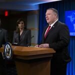 Mike Pompeo en una rueda de prensa en imagen de archivo