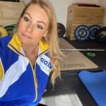 Lydia Valentín entrenando en su casa por el coronavirus