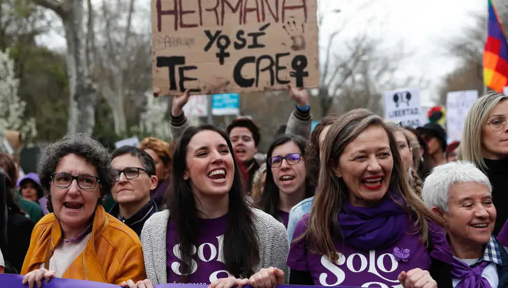 Irene Montero durante la manifestación del 8M