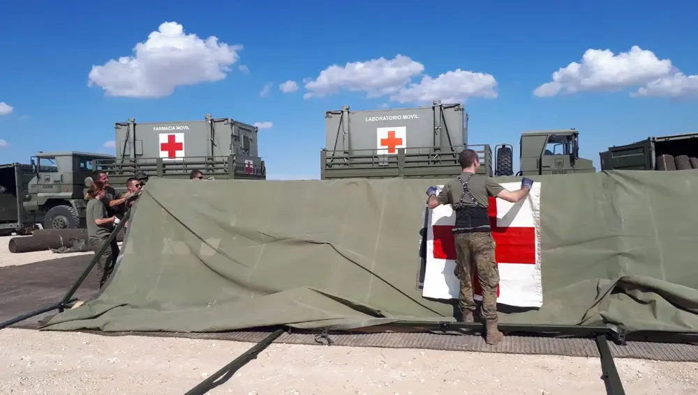 Instalaciones de la Brigada de Sanidad durante un ejercicio