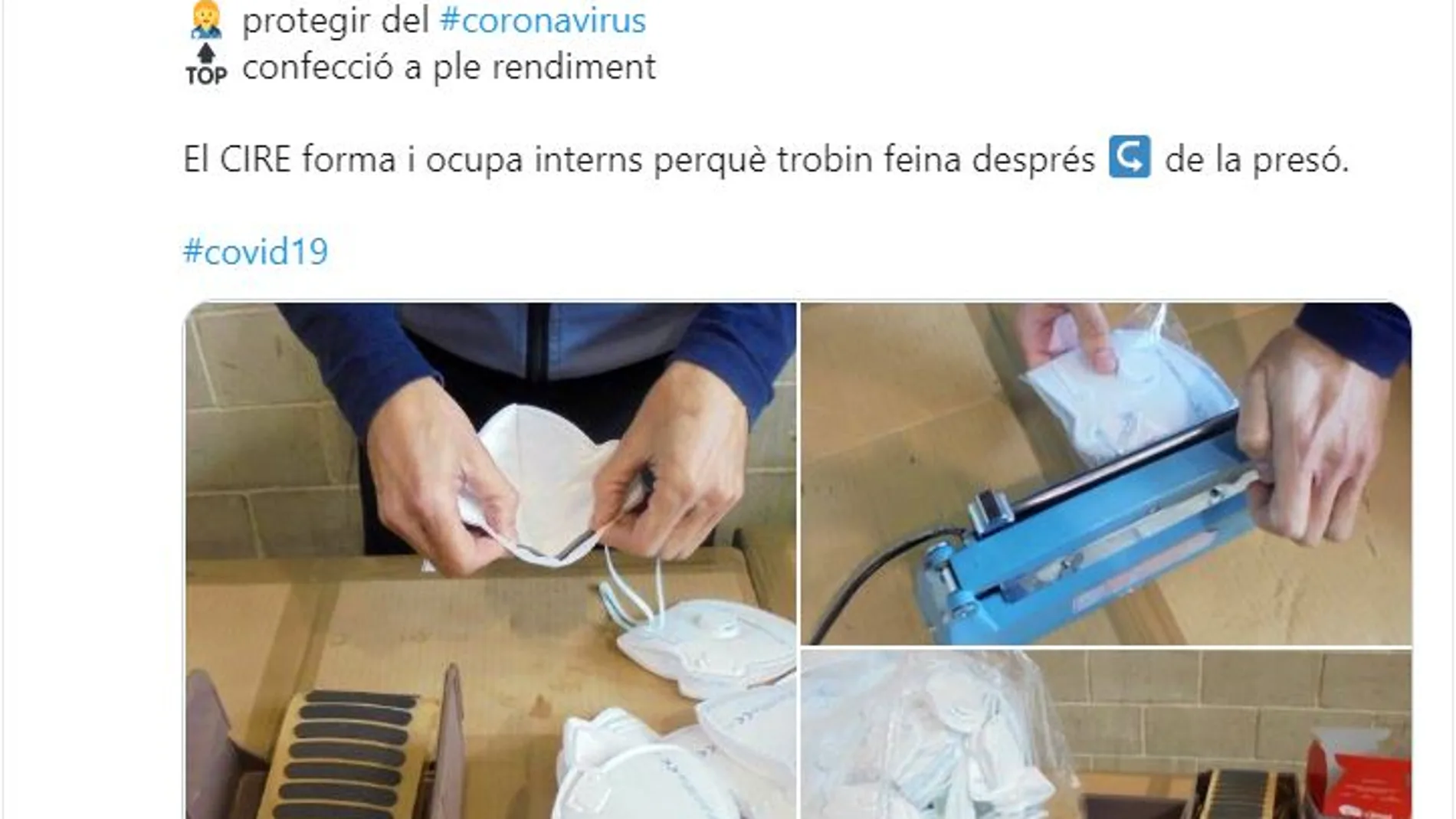 Mascarillas hechas por las presas de Cataluña