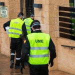 Miembros de la UME en una residencia de Huelva