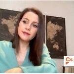 La líder de Cs, Inés Arrimadas en rueda de prensa telemática