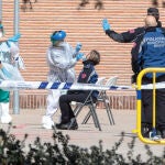 Primeros test rápidos para la detección del coronavirus en las dependencias de la Policía Municipal de la Casa de Campo de Madrid