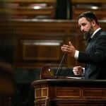 El presidente de Vox, Santiago Abascal, durante su intervención en últio pleno del Congreso. EFE/Mariscal POOL
