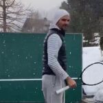Roger Federer, en un particular entrenamiento