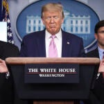 April 1, 2020 - Washington, DC USA: President Donald Trump speaks during a press conference in the Brady Press Briefing Room of the White House on April 1, 2020 in Washington, DC. (CONTACTO)1/4/2020 ONLY FOR USE IN SPAIN