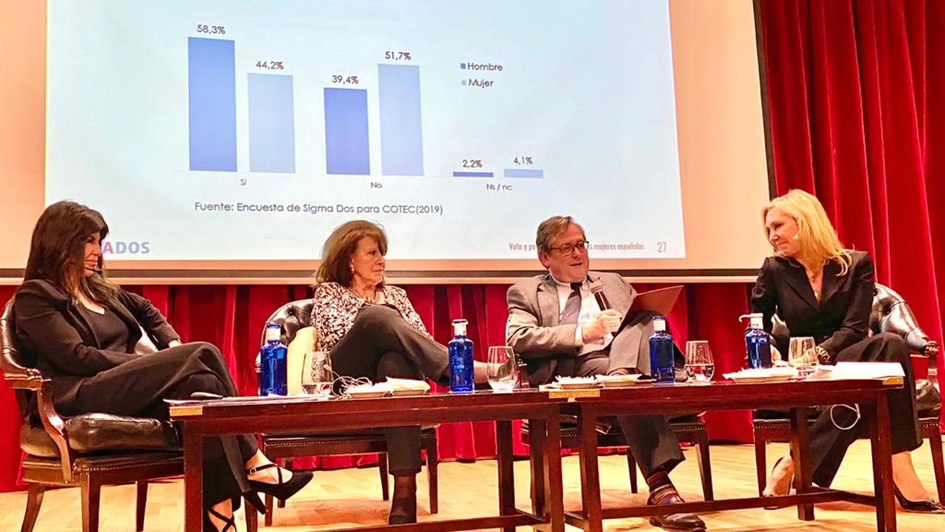 Mesa principal de 'Mujeres en el siglo XXI' con Rosa Díaz, Victoria Galvani, Francisco Marhuenda y Marta Robles.