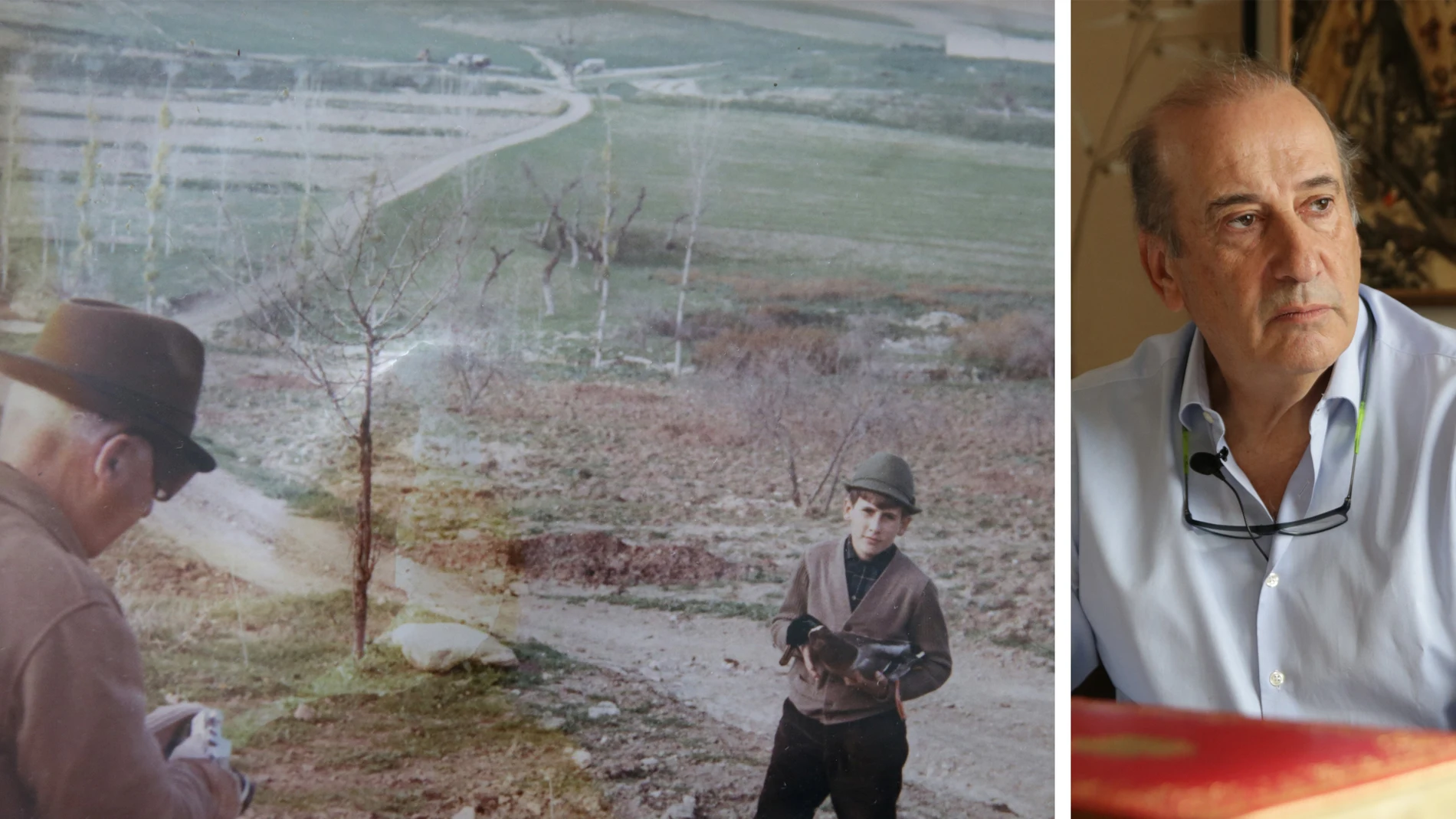 Francis Franco posa para su abuelo en el campo. Al lado, durante la entrevista que concedió a LA RAZÓN el pasado 7 de marzo