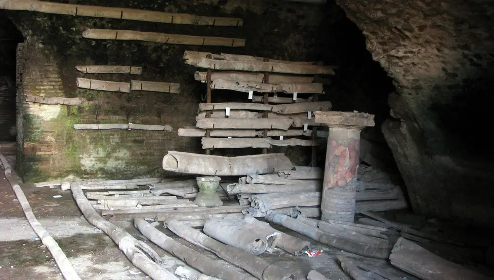 Tuberías de plomo romanas en Ostia Antica.